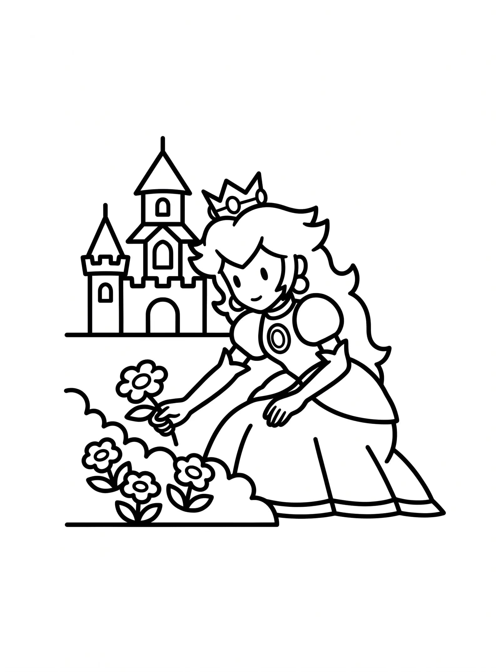 Princess Peach Picking Castle Flowers