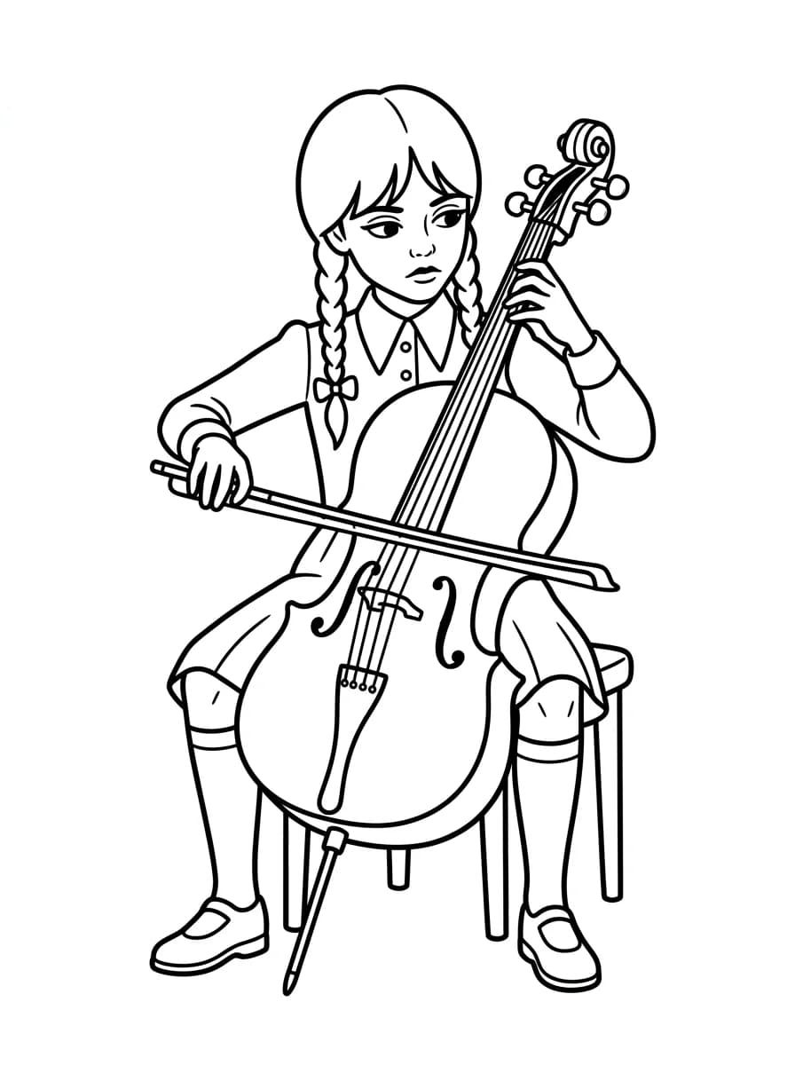 Wednesday Playing Cello