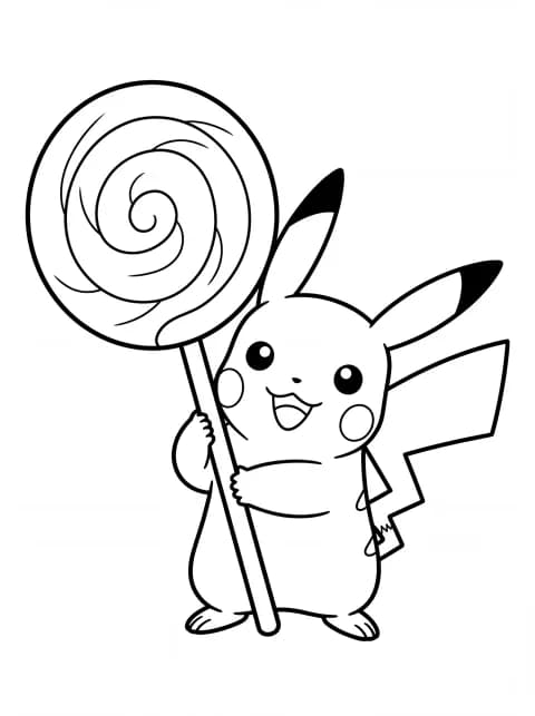 Pikachu Holding Giant Lollipop