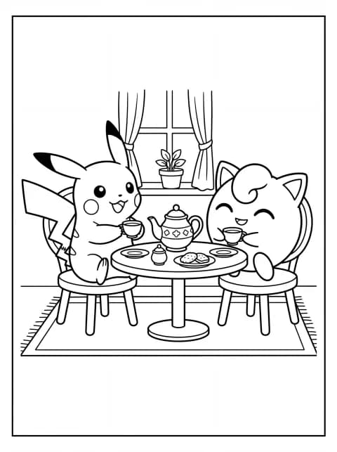 Pikachu Jigglypuff Tea Time. Jigglypuff and Pikachu